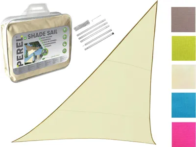 Produktbild von Sonnensegel Dreieck Creme 5m mit Stangenset für den Garten UV Sonnenschutzsegel