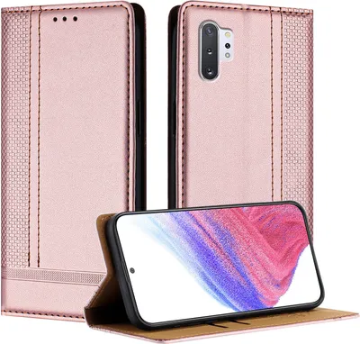 Produktbild von Handyhülle für Samsung Galaxy Note 10 Plus Leder Flip Klappbare Schutzhülle mit Standfunktion Pink