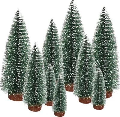 Produktbild von Mini Weihnachtsbaum 10/16/22 cm, 9 Stück, Kunst Weihnachtsbaum mit Schnee, für Dekoration