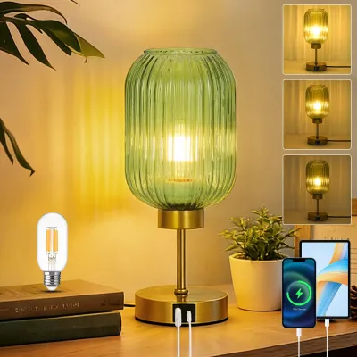 Nachtlampe Touch-Dimmer, Glastischlampe mit Ladefunktion