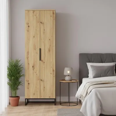 Image de Casazza - Armoire Multi-usages 2 Portes, 68x197h cm Chêne Brun, 5 Tablettes
