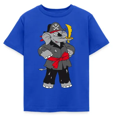 Produktbild von Spreadshirt Benjamin Blümchen Als Pirat Kinder T-Shirt, 110/116 (5-6 Jahre), Royalblau