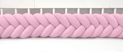 Produktbild von Bettschlange 400 cm Rosa – geflochtene Bettumrandung fürs Babybett, Velours, Modell MAXIBRAID | Letino
