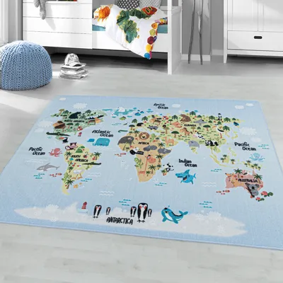 Produktbild von Kinderteppich PLAY BLUE 80 x 120cm Rechteck