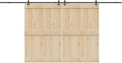 Produktbild von Schiebetürbeschlag-Set 213,5 cm Stahl Schwarz, Schiebetürsystem, Schiebetür Beschlag - 3295792
