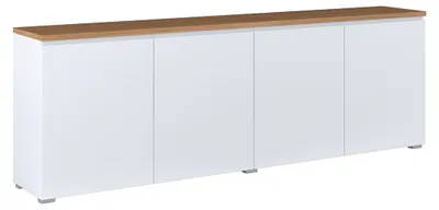 Produktbild von Buffet Liko mit 4 Türen, Weiß und Holzoptik, 200cm