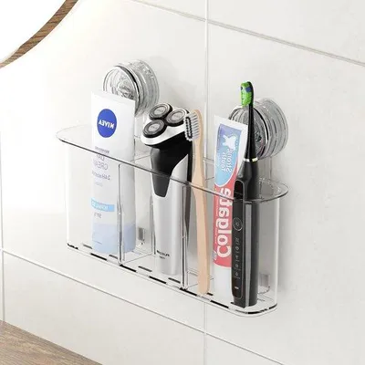 Immagine prodotto di Portaspazzolino elettrico, grande, organizer da bagno, cucina, camera da letto, 6 kg, ventosa, sempre rimovibile