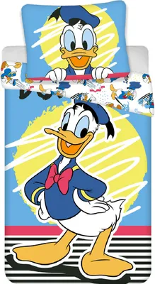 Zdjęcie produktu dla Zestaw pościeli dziecięcej Disney odwracalna pościel Donald Duck z Duckburg kołdra 140 x 200 + poduszka 70 x 90 cm, 100% bawełna