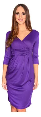 Produktbild von Damen Wickelkleid Kleid mit V-Ausschnitt; Lila/L/XL