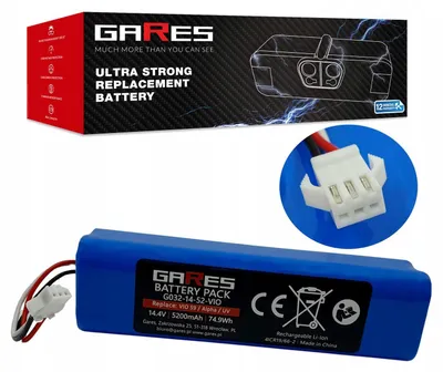 Zdjęcie produktu dla Gares Akumulator do COBBO PRO 27 / PRO 27+/ PRO 27 UV 14,4V | 14,4V 5,2 Ah Li-Ion | Mocna Bateria do Robot Sprzątający | Wydajny Zamiennik Gares®