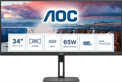 Produktbild von U34V5C/BK (86.4 cm (34 Zoll), schwarz, WQHD, VA, USB-C, 100Hz Panel)