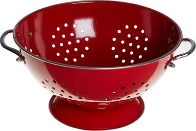 Produktbild von Rotes Emaille-Sieb - langlebig und stilvoll - 1 Stück