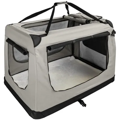 Produktbild von Faltbare Hundebox Transporttasche Transportbox Auto Katze Hunde Kaninchen Beige Cream Große Kleine Box Bag Klein Tasche Transport 7 Größen S - XXXXL Petigi, Größe:XXL (90 x 60 x 65 cm)