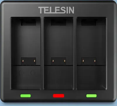 Produktbild von Telesin Dreifach-Kanal-Ladegerät für Gopro Hero 12 / Hero 11 / Hero 10 / Hero 9