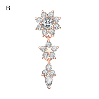 Produktbild von 1 Stück Piercing Nabel Nagel Blume Anhänger Zirkonia y Frauen Bauchnabel Ring Körperschmuck-B
