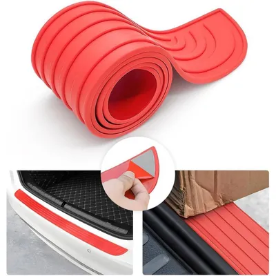 Productafbeelding van Stootbalkbeschermer, rubber, bagageruimte, krasbestendig, slijtvast, zelfklevend, rood, 101x8.5 cm