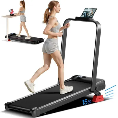 Image de Tapis de course pliable - Inclinaison de 15% - Moteur de 2,5 chevaux - Poids maximal supporté : 136 kg - Bande de marche