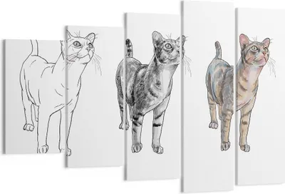Produktbild von Bild auf Leinwand - Leinwandbild - Katzen Tiere Kinder Illustration - 150x100cm - Wand Bild - Wanddeko - Leinwanddruck - Bilder - Kunstdruck - Leinwand bilder - Wandkunst - EG150x100-3211