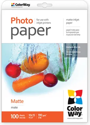 Produktbild von ColorWay Fotopapier matt 190g/m², 10x15, 100 Blatt