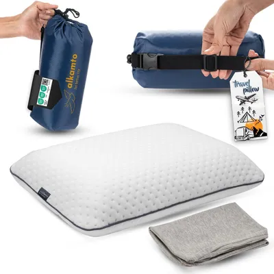 Produktbild von Reisekissen Nackenkissen Campingkissen - Ergonomisch - Mit Reisetasche - 40 x 25 x 10 cm - Weiß