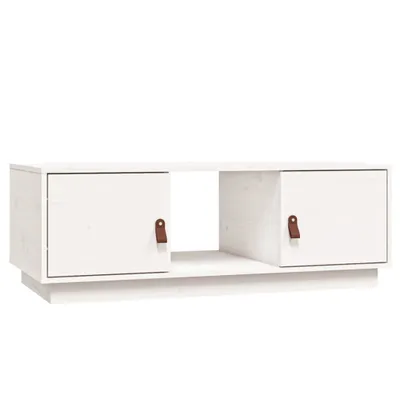 Image de Table basse Blanc 100x50x35 cm Bois massif de pin