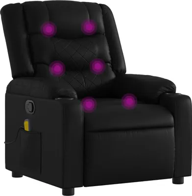 Image de vidaXL Fauteuil de massage relaxant, similicuir, noir