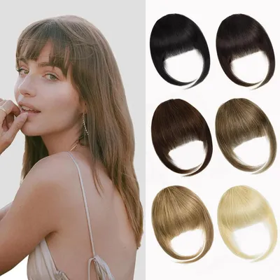Produktbild von Clip-in Pony Echthaar Französischer Pony Strohblond 15g