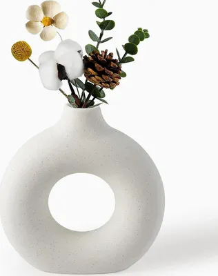 Produktbild von Moderner weißer Keramik-Vase rund matt