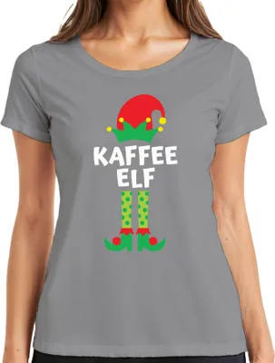 Produktbild von Kaffee Elf Kaffeetrinker - Weihnachten Weihnachtsgeschenk Christmas Damen T-Shirt, Grau, XXL