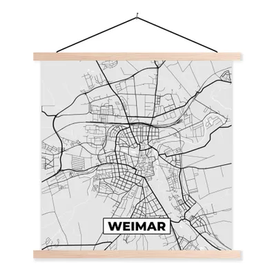 Produktbild von MuchoWow® Textilposter Weimar - Karte - Deutschland - Stadtplan 60x60 cm mit holzfarbenen Rahmen - Wanddekoration
