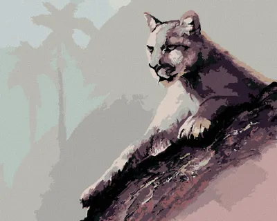 Produktbild von Zuty - Malen nach Zahlen - LIEGENDER PUMA (D. RUSTY RUST), 40x50 cm, ohne Keilrahmen