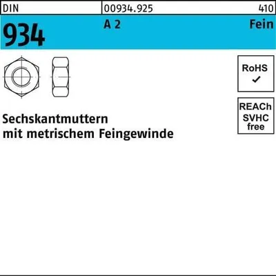 Produktbild von Sechskantmutter DIN 934 M10x 1,25 A 2 (- 70) 50 Stück