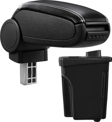Produktbild von [pro.tec] Mittelarmlehne Passgenau Hyundai I30 GD (ab 2012) - Armauflage mit Staufach - gepolstert - schwarz Kunst-Leder mit weissen Nähten