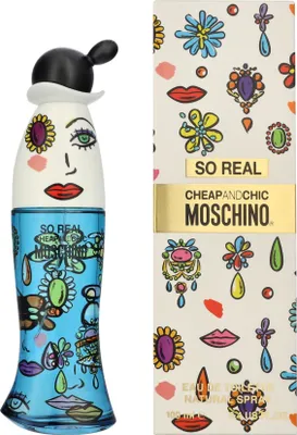 Produktbild von Moschino So Real Cheap & Chic, Frauen, 100 ml, Nicht nachfüllbare Flasche, Schwarze Johannisbeere, Orange, Himbeere, Orange, Jasmin, Magnolien, Pfingstrose, Ambrox, Zedernholz, Moschus, Eichenmoos