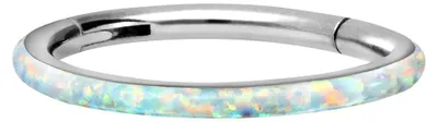 Produktbild von Ohrpiercing, Nasenpiercing, Septum Piercing Titan Segmentring Clicker SYNTHETISCHER OPAL