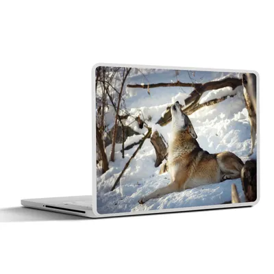 Produktbild von MuchoWow® Laptop Aufkleber Sticker Cover Wolf - Schnee - Wald 30x21 cm - Sticker für Laptop - Selbstklebend