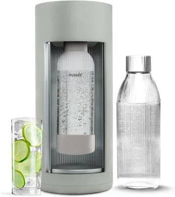 Productafbeelding van Glassy bruiswatermaker van houtcomposiet met en 1 liter glazen fles (CO2 - Cilinder niet inbegrepen) - Saliegroen