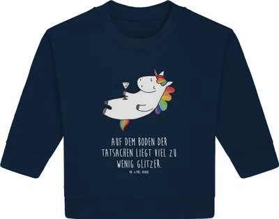 Produktbild von Mr. & Mrs. Panda Organic Baby Pullover Einhorn Cocktail 6. - 12. Monat - French Navy - Geschenk, Caipirinha, Spruch, Bullover, Unicorn, Geburtstag, Einhörner
