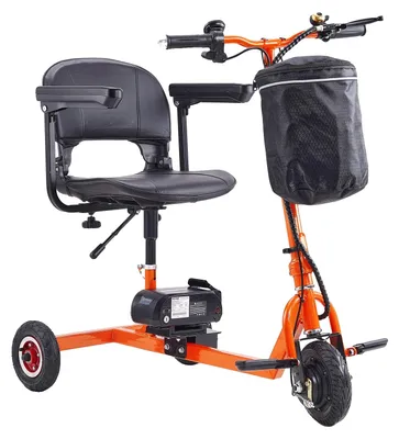 Produktbild von VEVOR Faltbarer 3-Rad-Mobilitätsscooter für Senioren, tragbarer elektrisch betriebener Mobilitätsscooter mit 12 Meilen Reichweite, All-Terrain-Reise-Rollstuhl mit 48V Lithium-Ionen-Batterie, maximale Tragfähigkeit 150 kg, 3 Räder, Orange