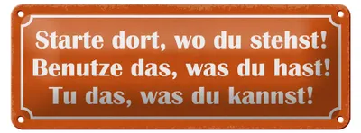 Produktbild von Blechschild Spruch 27x10cm starte dort wo du stehst Dekoration