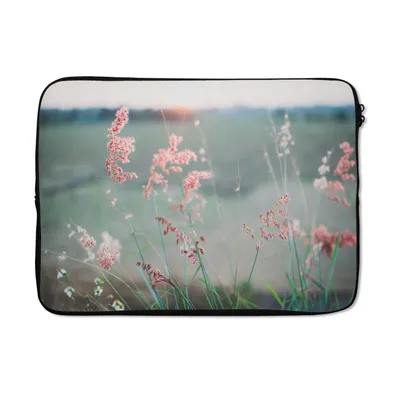 Produktbild von MuchoWow® Laptop Hülle 13 Zoll Blumen - Wasser - Rosa Laptoptasche - Laptophülle - Sleeve - Rundumschutz