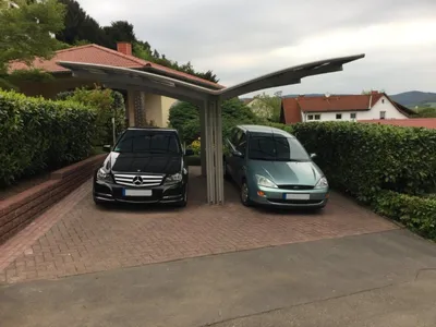 Produktbild von Doppelcarport Ximax Portoforte Typ 80 Y-Ausführung Aluminium eloxiert 543 x 495,4 cm Edelstahl-Look