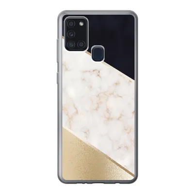 Produktbild von MuchoWow® Handyhülle Schutzhülle Hülle für Samsung Galaxy A21s Marmor - Gold - Rosa Silikon Softcase Handy Hülle - Hartschale