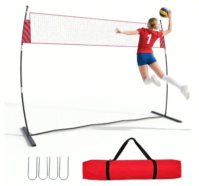 Produktbild von Tragbares Volleyballnetz, 12 Fuß – Verstellbar – Für Garten, Strand und Training