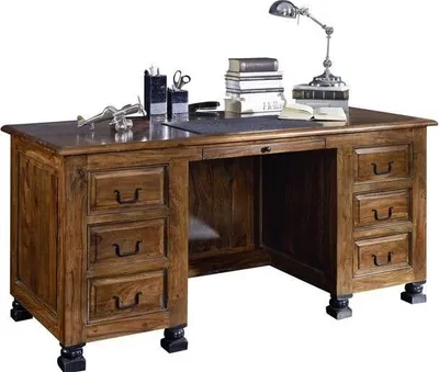 Produktbild von MASSIVMOEBEL24.DE Schreibtisch Sheesham 150x70x75 braun lackiert NEW BOSTON #206
