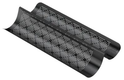Immagine prodotto di Teglia per baguette - Stampo per 2 filoncini - 40,5 x 20 cm - Acciaio con rivestimento antiaderente - Perforata