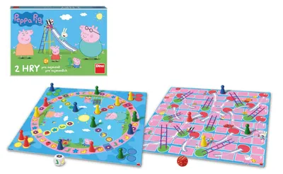 Zdjęcie produktu dla Czas na zabawę / Drabinki i zjeżdżalnie – 2 gry towarzyskie z Peppą Pig w pudełku o wymiarach 33 x 23 x 3 cm