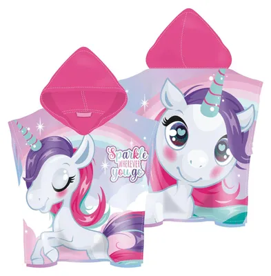 Produktbild von Poncho aus Mikrofaser - Einhorn - 55x55CM