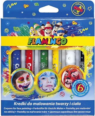 Produktbild von Gesichtsmalerei Buntstifte 6 Stück Flamingo