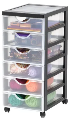 Produktbild von Iris Ohyama, Kunststoff Schubladenbox, 6 Flachen Fächer Weiß, DDDC-360